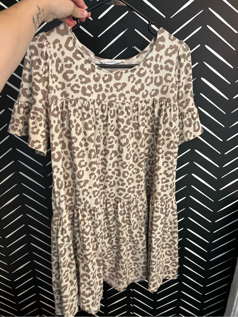 First Love Beige and Brown Leopard Midi Dress